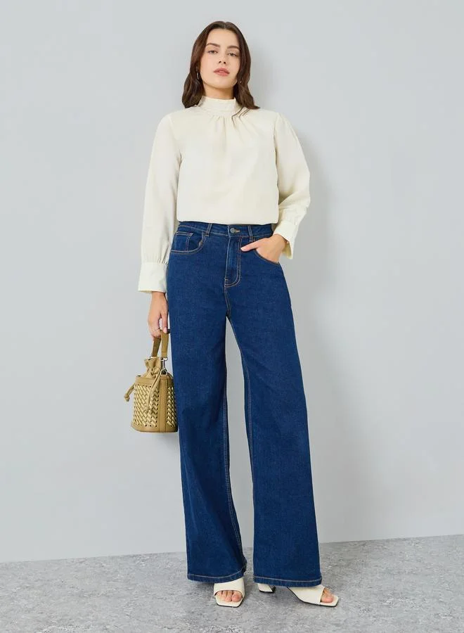 Styli Women High Neck Long Sleeve Blouse